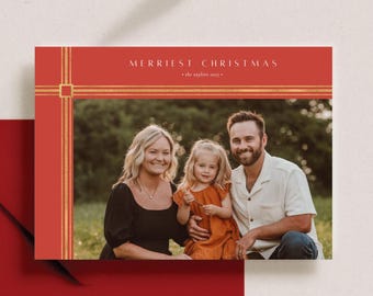 Holiday Family Photo Card for Christmas featuring Gold Foil Elements