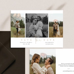 Multiple Photo Save the Date Card, Wedding Announcement, Elopement Save the Date, Customizable Canva & Photoshop Template