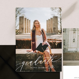 Convite para a festa de formatura da turma de 2025, modelo para impressão no Canva, convite para formatura do ensino médio e da faculdade, design editável, Canva