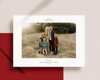Printable Christmas Card Template, Minimalist Holiday Card Template, Add Your Own Photo, Christmas Card Template, Canva Template