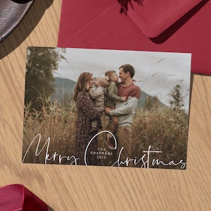 Plantilla de tarjeta navideña imprimible, tarjeta navideña minimalista, plantilla editable de Canva, diseño de tarjeta navideña personalizable