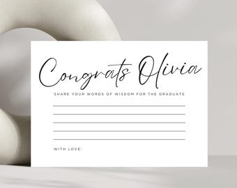 Customizable Words of Wisdom Graduation Card Template, Class of 2026 Advice and Well Wishes Card, Graduation Party Card, Canva