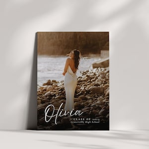 Graduation Announcement Card With Script, DIY and Printable Class of 2024 Grad Announcement Canva Template