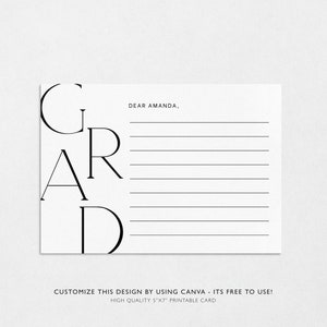 Simple Graduation Advice Card, Advice and Well Wishes Card with name, Graduation Party Game, Minimalist Graduation Wishes, Canva Template image 2