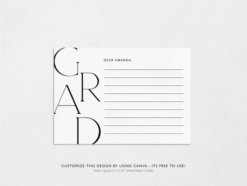 Simple Graduation Advice Card, Advice and Well Wishes Card with name, Graduation Party Game, Minimalist Graduation Wishes, Canva Template image 2