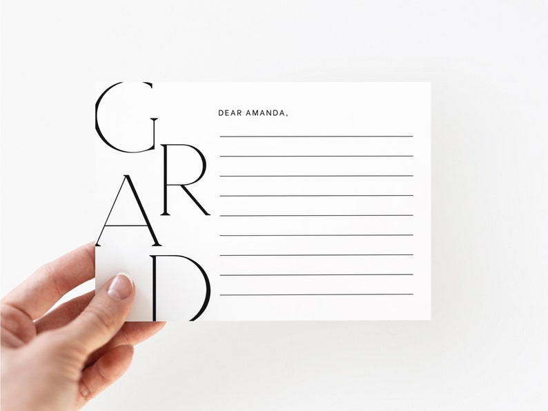 Simple Graduation Advice Card, Advice and Well Wishes Card with name, Graduation Party Game, Minimalist Graduation Wishes, Canva Template image 5