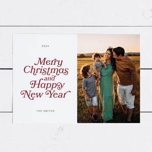 Christmas Holiday Card With Photo, Canva Template, Photo Holiday Card, Modern Christmas Card With Photo, Canva Template