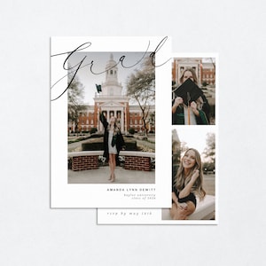 Graduation Announcement Card With Script, DIY and Printable 2024 Grad Announcement Canva Template