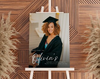 Graduation Party Welcome Sign For Easel, DIY and Printable Grad Party Decor Canva Template, Class of 2026 Senior Door Sign