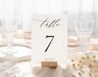 Wedding Table Numbers, Minimal Table Number Template, Elegant Table Number, Simple Wedding Table Number Cards Printable, Canva Template