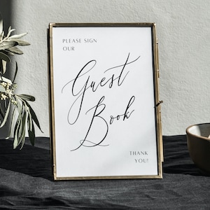 Personalized Wedding Guest Book Sign, Printable Wedding Event Sign, Please Sign Our Guest Book Sign Template, Guest Book Wedding Sign, Canva