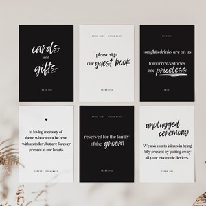 Modern Wedding Sign Bundle, Wedding Sign Template, Canva Sign Template, 12 Printable Signs for Weddings