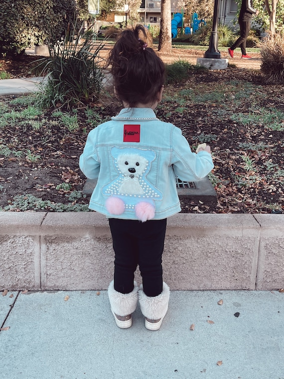 Little Girl Teddy Bear Denim Jacket - Etsy