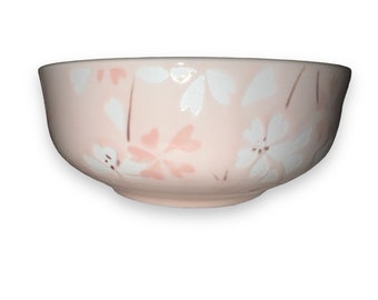 2 Piece Pink Cherry Blossom Ceramic  Sakura Bowls 6” and 1 matching spoon