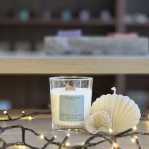 CARTA da ONDA DO MAR – Vela perfumada com sal marinho e pavio de madeira | Presente marítimo para relaxamento Vela artesanal para os amantes do mar