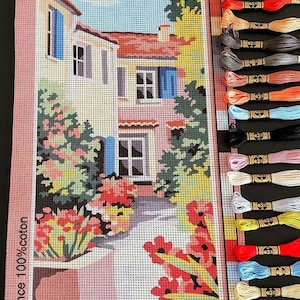 DIY Gobelin Embroidery Kit – 25x60 cm Printed Canvas + 30 DMC Threads