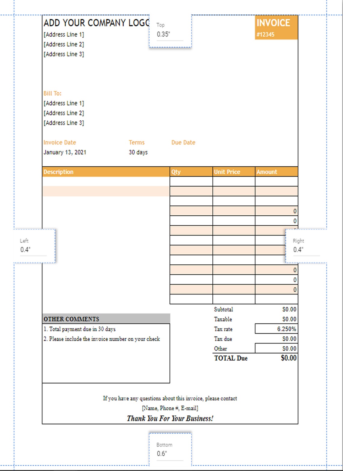 Simple editable excel invoice template auto calculation in excel format 