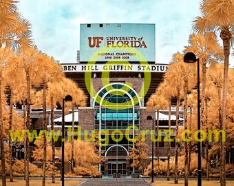 Orange & Blue Grandeur - Infrared Art Photography by Hugo Cruz - Ethereal Emotive University of Florida UF Gators Gator Football Stadium