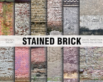 Digital STAINED BRICK Paper Pack | Printable Papers | Photography Wallpaper | Scrapbooking | Phone and Desktop Background