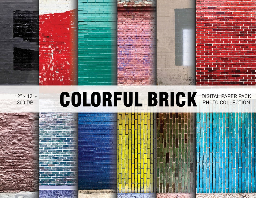Digital COLORFUL BRICK Paper Pack | Printable Papers | Photography ...