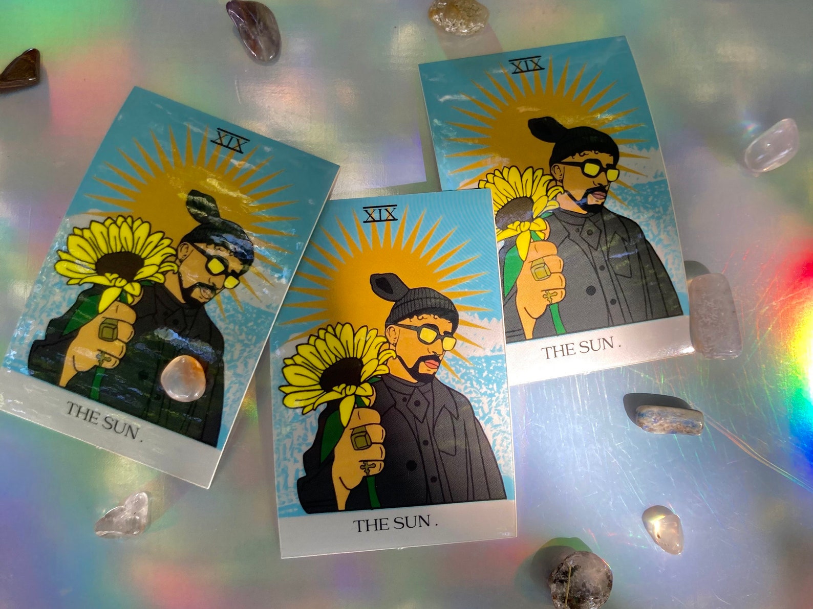 Bad Bunny Tarot Card Sticker The Sun 2x3 Waterproof High Etsy