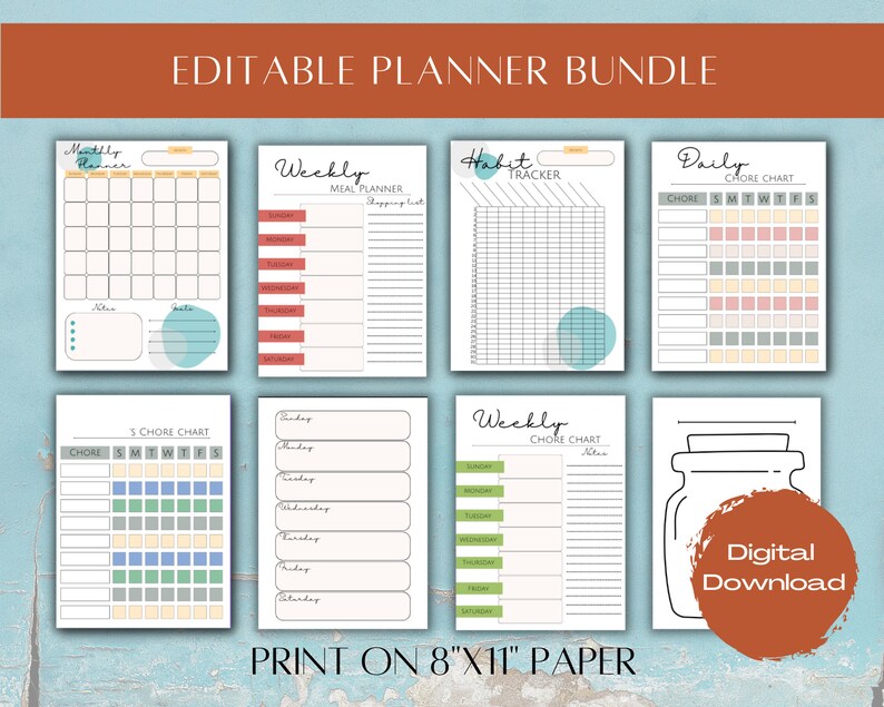 Digital Planner Bundle Template - Etsy