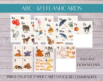 Alphabet and Numbers - Printable Flash Cards - ABC and 123 Wall Cards ...
