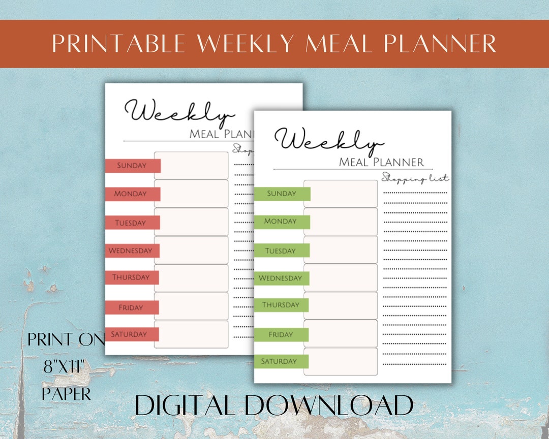 Digital Weekly Meal Planner - Etsy