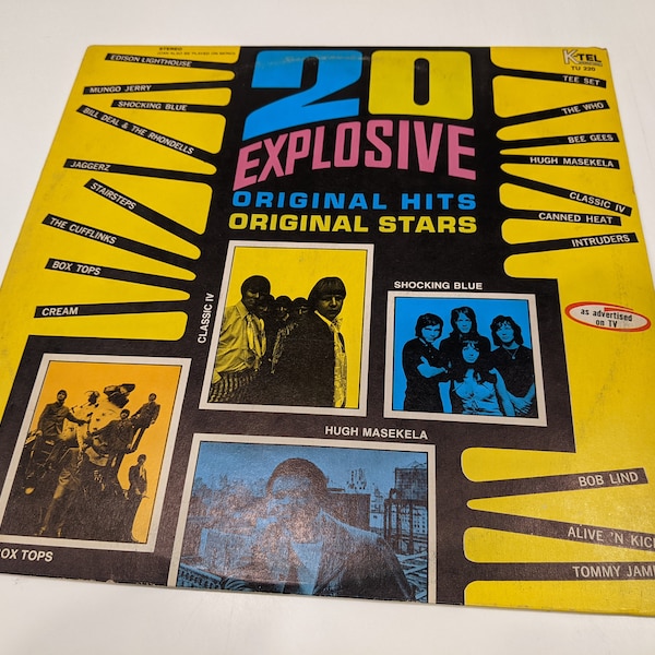 K-Tel Various Artists "20 Explosive Original Hits Original Stars" Vinyl LP (VG+ cover / EX+ disc; gorgeous! ; Ultrasonic Cleaned 9/15/2022)