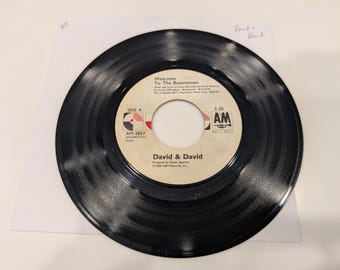 David & David "Welcome To The Boomtown / A Rock For The Forgotten" Vinyl 7" Single (80's Alternative Rock; EX disc)