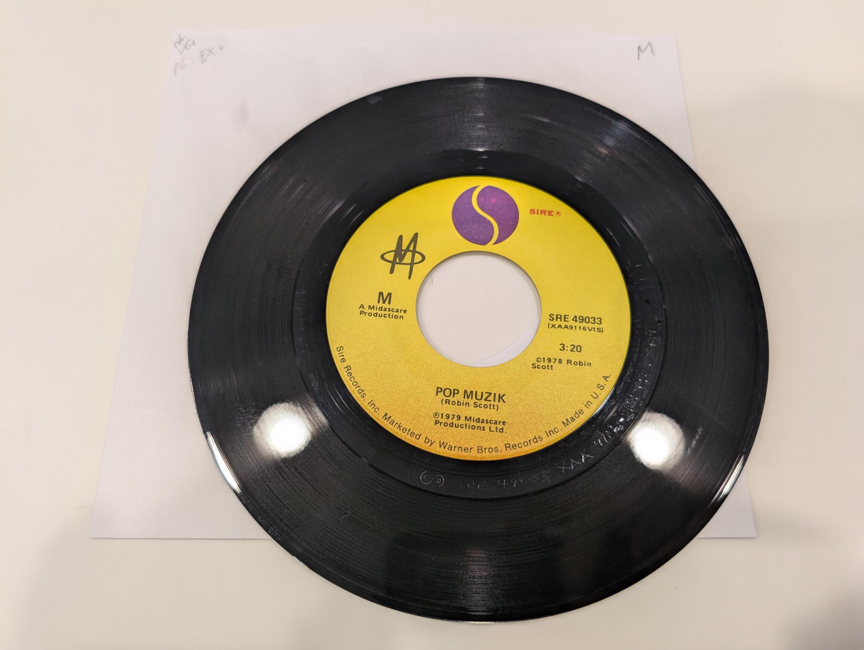 M "Pop Muzik / M Factor" Vinyl 7" Single (strong VG+ visual grade / EX+ play-grade)
