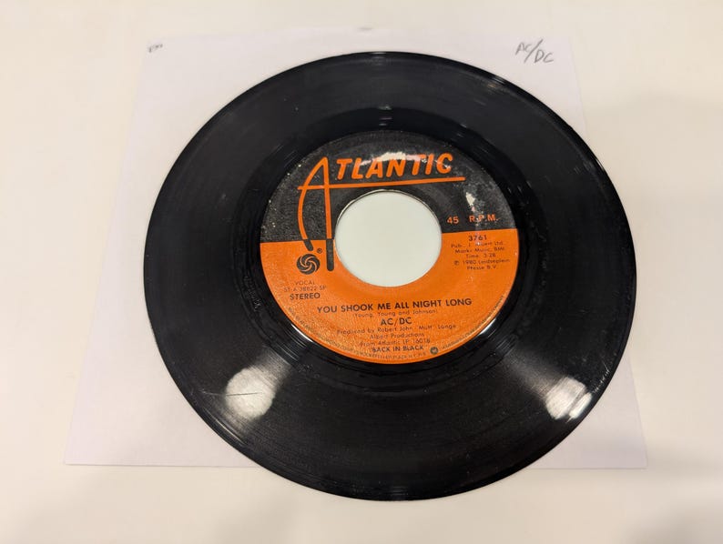 AC/DC "You Shook Me All Night Long / Have A Drink On Me" (EX+ disc) image 1