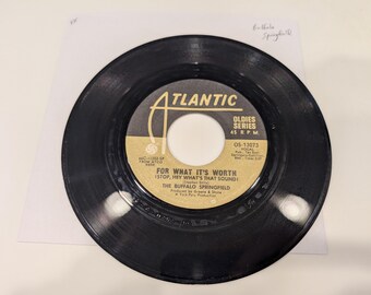 Buffalo Springfield feat. Stephen Stills "For What It's Worth / Rock 'N' Roll Woman" Vinyl 7" Single (EX disc; microfiber hand cleaned)