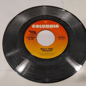 Billy Joel &quot;Pressure / Laura&quot; Vinyl 7&quot; Single (strong VG+ disc; microfiber hand cleaned)