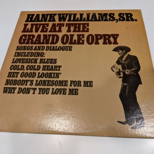 Hank Williams Sr. "Live At The Grand Ole Opry" Vinyl LP (strong VG+ cover / EX disc)