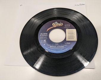 Michael Jackson "Bad / I Can't Help It" Vinyl 7" Single (EX disc; microfiber hand cleaned)