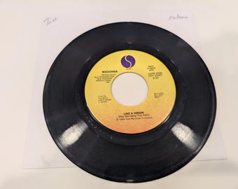 Madonna "Like A Virgin / Lucky Star" Vinyl 7" Single (2-hit reissue!; EX+ side A / strong VG+ side B)