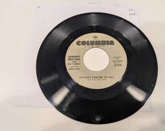 Johnny Mathis "It's Not For Me To Stay / Chances Are" Vinyl 7" Single (EX disc; 2-hit reissue!)