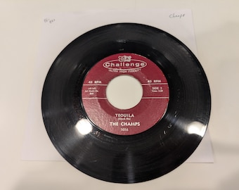 Champs "Train To Nowhere / Tequila" Vinyle 7" Single (original 1958 ! ; fort visuel VG+ / qualité de jeu EX+)