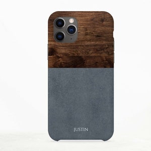 blue wood personalised iPhone 13 Pro case, custom name iPhone 12 Pro Case, iPhone 11 Case, iPhone X case, gift for him, gift for men