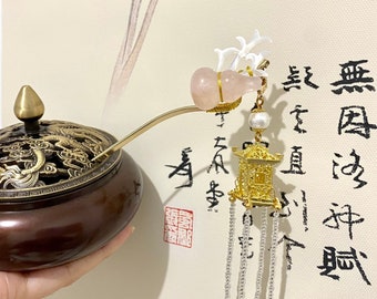 Dangle Palace hair stick for wedding-Gold hair stick hair pin-Long tassel hair stick-Chinese hair pin-decorative hair stick-Christmas gift