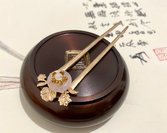 Rosenquarz Mini Kupfer Haarforken-Edelstein Haarforke-Edelstein Haarstäbe-Gold dekorative Haarforke-kleine Haarforke-Weihnachtsgeschenk für sie