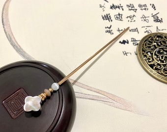 Black Mother of Pearl-Copper Hair Sticks Hair Pins Chopstick-Gemstone Hair Stick-Chinese Hair Sticks-Hair Sticks Long Hair-Gold Hair Sticks