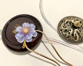 Antique Purple Czech Crystal Flower Cherry Blossom Hair Sticks-Wedding hair jewelry hair fork-Chinese hair pin-Minimalist-Christmas gift