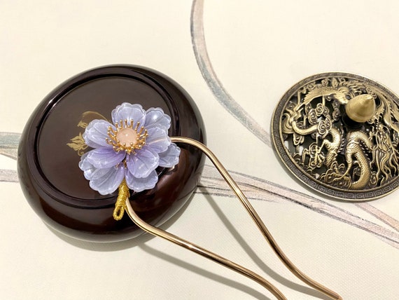 Antique Purple Czech Crystal Flower Cherry Blossom Hair  display picture 1