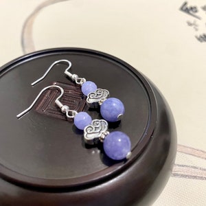 Orecchini Angelite Viola-Orecchini pendenti a goccia con pietra preziosa-Orecchini ipoallergenici-Orecchini in argento sterling 925-Orecchini minimalisti-Regalo per Lei