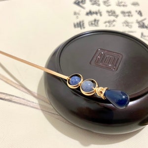 Blue Sandstone-Copper Hair Sticks Hair Pins Chopstick-Gemstone Hair Stick-Chinese Hair Sticks-Hair Sticks Long Hair-long hair accessory