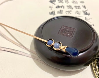Blue Sandstone-Copper Hair Sticks Hair Pins Chopstick-Gemstone Hair Stick-Chinese Hair Sticks-Hair Sticks Long Hair-long hair accessory