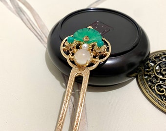 Horquillas de cobre con hojas de ginkgo, accesorios chinos para el cabello, accesorios Hanfu, horquillas asiáticas para cabello largo, horquillas doradas para el cabello, regalo para ella.