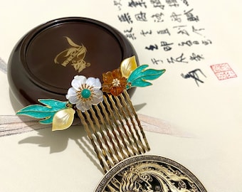 Flor flor pente de cabelo-cobre varas de cabelo pino de cabelo-varas de cabelo chinês-acessórios hanfu-varas de cabelo longo-joias de cabelo para casamento